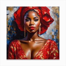 African Woman In Red Turban Canvas Print