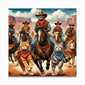 Cowboy Cats 2 Canvas Print