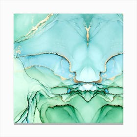 Marble Elegance Green and Gold Canvas Print