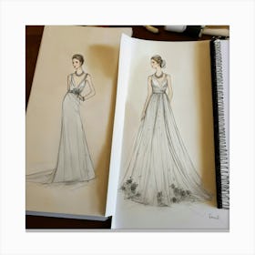 Sketch Of A Wedding Dress Canvas Print