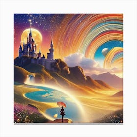 Cinderella'S Castle rainbow art Canvas Print