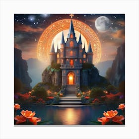 Castle In The Moonlight 3 Canvas Print