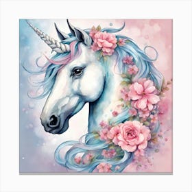 Beautiful Floral Unicorn Canvas Print