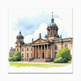 Watercolor Scene Of The Kelvingrove Art Gallery And Museum In Glasgow, With Its Distinctive Architecture Canvas Print