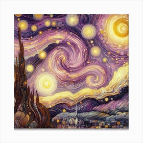 The Milky Way In Shades Of Honey And Lavender Swirls Klimt Style 3 Canvas Print