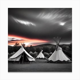 Teepees At Sunset 6 Canvas Print