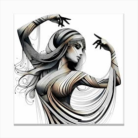 Belly Dancer - Abstract Line Art Illustration 260 Canvas Print