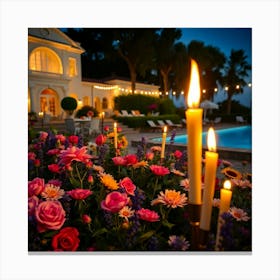 Villa At Night Canvas Print