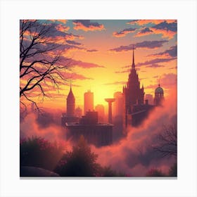 Cityscape At Sunset Canvas Print