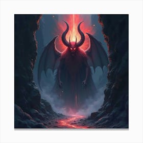 Demon Soul In A Watercolor Dark Chasm With Spectral Light 1 Canvas Print