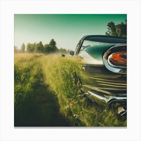 Classic Car In The Field Canvas Print