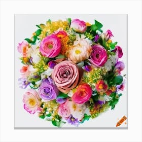 Craiyon 233911 Photo Realistic Lush And Bright Floral Bouquet With A Fish Eye Effect On A White Back Canvas Print