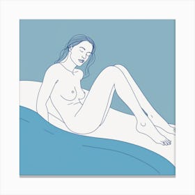 Nude Woman Laying On Bed Canvas Print