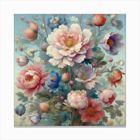 Peonies In A Vase Canvas Print