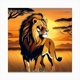 Lion In The Sunset Canvas Print