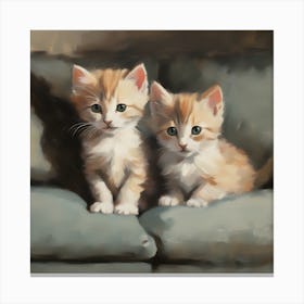 Two Kittens On A Couch Canvas Print
