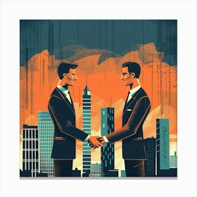 Two Businessmen Shaking Hands 5 Canvas Print