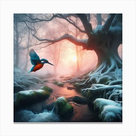 Kingfisher In The Forest 23 Canvas Print