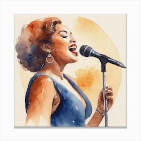 Watercolor Of A Woman Singing Canvas Print