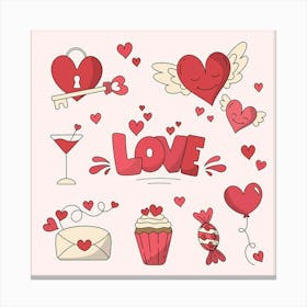 Hand Drawn Valentines Day Element Collection Canvas Print