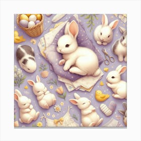 Easter Bunnies Nursery Canvas Print