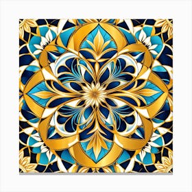 Gold And Blue Mandala Canvas Print