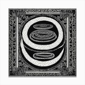 Black And White Thin Gothic Ornament In The Form O (3) Canvas Print