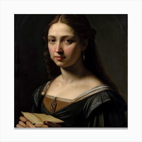 Young Woman Holding A Book 1 Canvas Print
