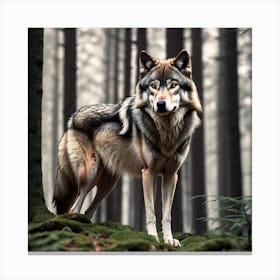 Wolf In The Forest 48 Canvas Print