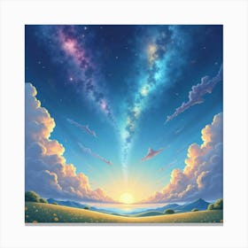 Gentle Watercolor Scene Of Celestial Wonders 1 Canvas Print