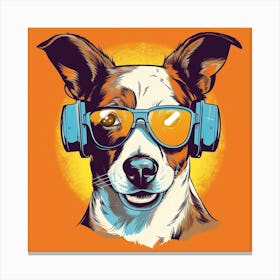 Jack Russell with Sunglasses Headphones Canvas Print
