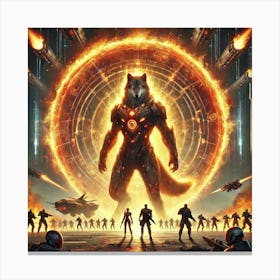 Yang Fire Wolf Protective Flames Canvas Print