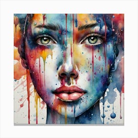 Watercolor Of A Woman'S Face Canvas Print