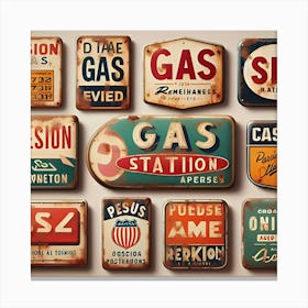 Vintage Gas Station Signs Canvas Print