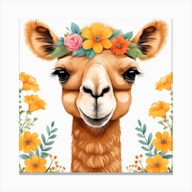 Floral Baby Camel Nursery Illustration (26) Canvas Print