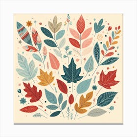 Scandinavian style, colorful Maple Leafs 2 Canvas Print