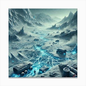 A Futuristic Sci Fi Depiction Of A Frozen Battlefi Canvas Print