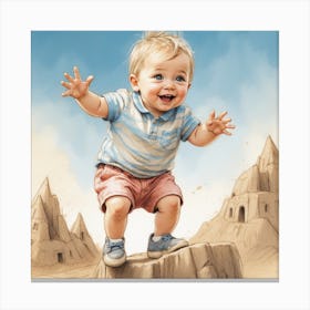 Baby Boy In The Sand Canvas Print