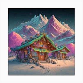 Mountain village snow wooden 6 3 Canvas Print