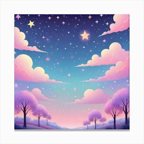 Sky With Twinkling Stars In Pastel Colors Square Composition 187 Canvas Print