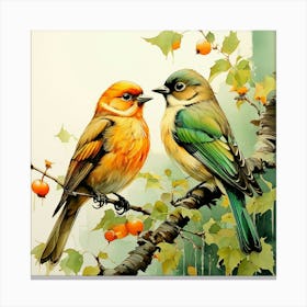 Birds On A Branch Canvas Print