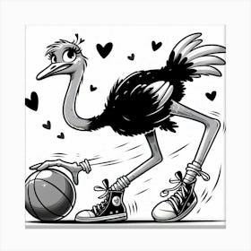 Ostrich With Basketball 1 Canvas Print