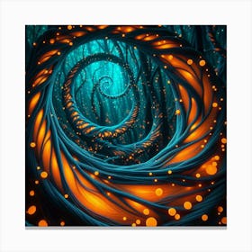 Twisted Northern Lights Tree Branches Circular Leaves Lightning 3 Canvas Print
