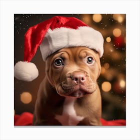 Santa Hat Puppy Canvas Print