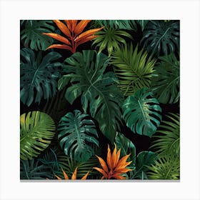 Tropical Leaves Seamless Pattern Canvas Print