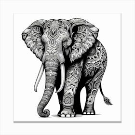 Line Art elephant 2 Canvas Print