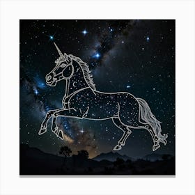 Unicorn In The Night Sky 2 Canvas Print