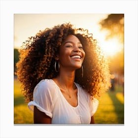 Afro-American Woman Smiling 2 Canvas Print