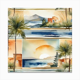 Palm Trees At Sunset Canvas Print