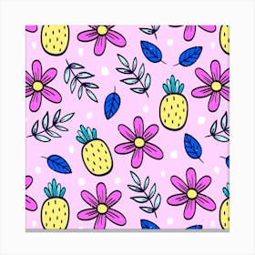 Flowers Petals Pineapples Fruit Canvas Print